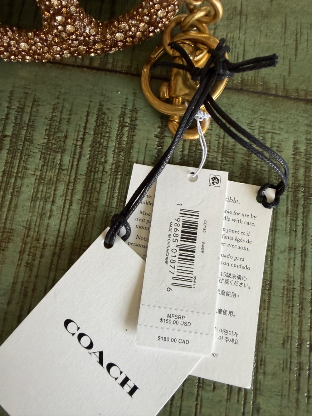 Authentic NWT COACH Crystal Pretzel Bag Charm CCY89 - Picture 3 of 3